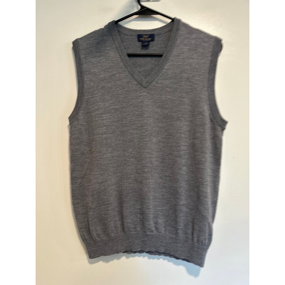Brooks Brothers 346 Preppy V-Neck Sweater Vest Sz:S Gray Merino Wool preppy